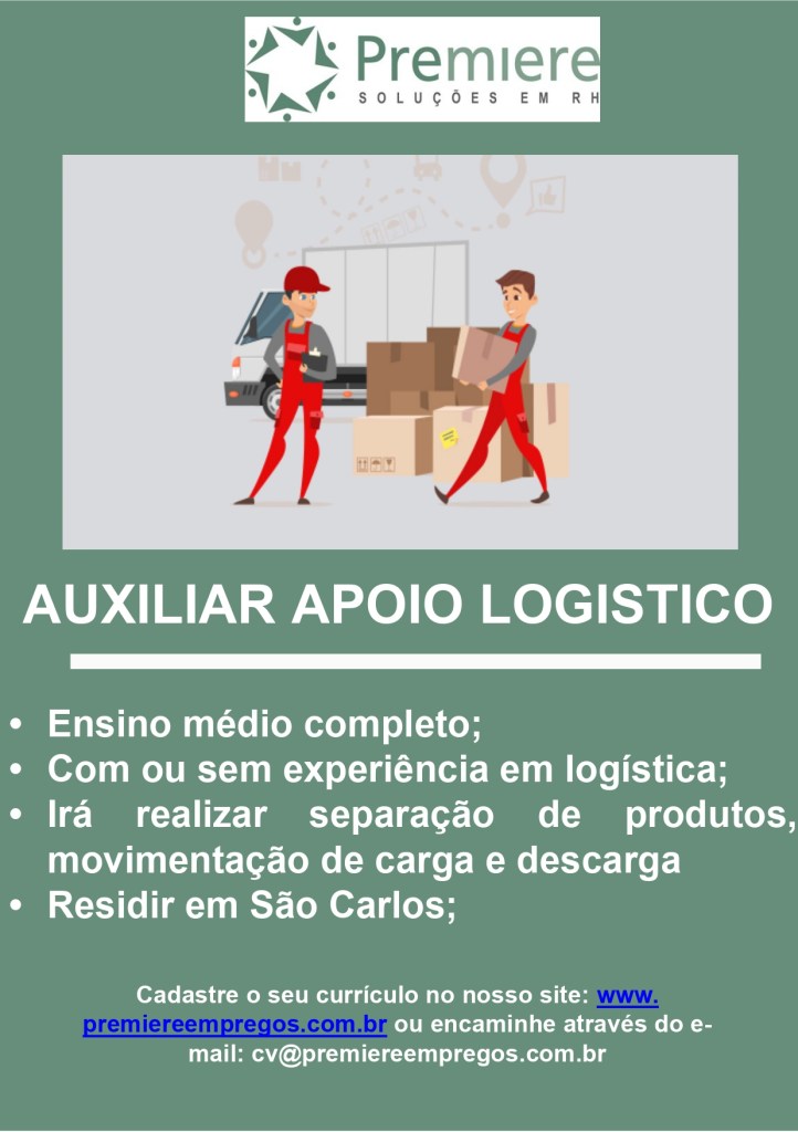 Empresa contrata Auxiliar de Apoio Logístico com ensino médio em São ...