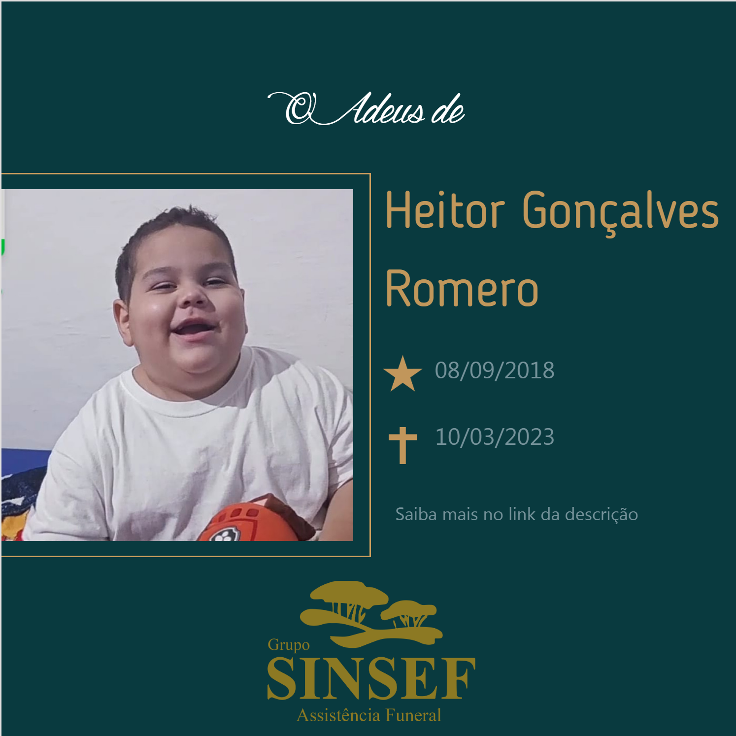 Grupo Sinsef comunica o falecimento, aos 4 anos, de Heitor Gonçalves ...