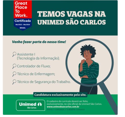 UNIMED São Carlos tem vagas abertas de emprego para quatro funções ...