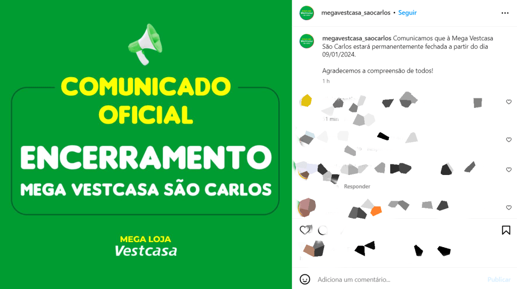 Vestcasa São Carlos fechada