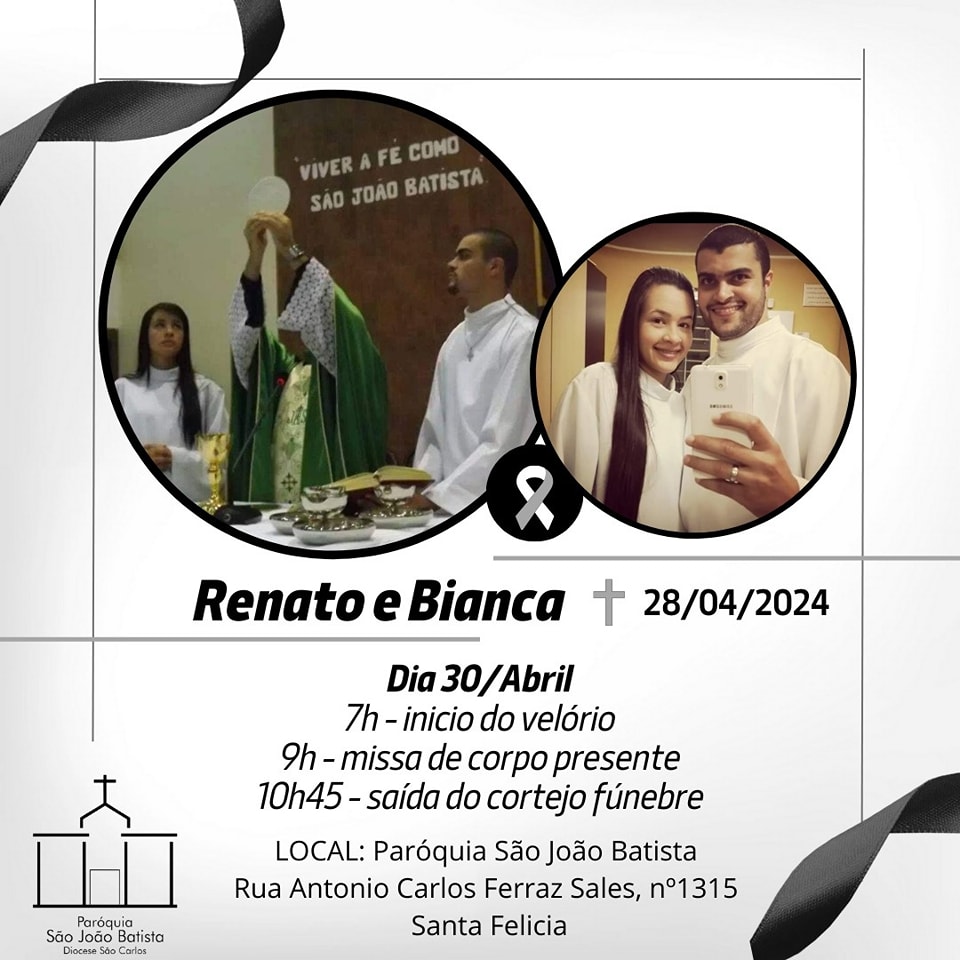 Despedida da Bianca Alves e Renato Dias será na São João Batista