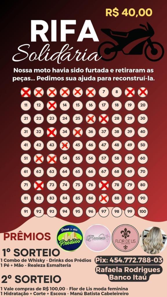 Ajude na rifa do Motoboy
