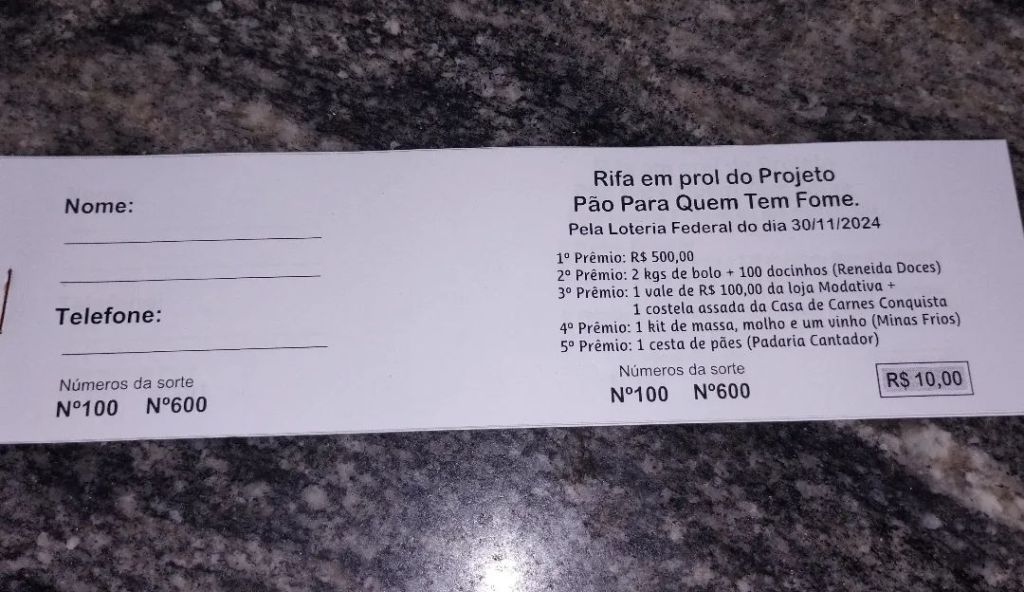 Rifa para ajudar o projeto