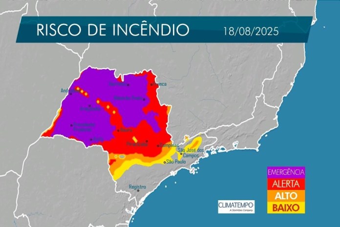 Risco de incêndios em SP Risco de incêndios em SP