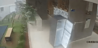 Vendaval de quase 100 km/h arrasta geladeira em condomínio da região