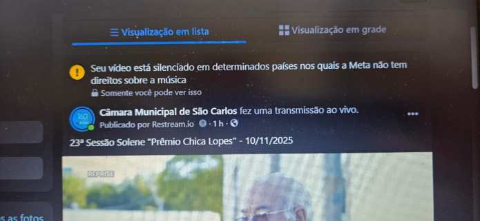 A Câmara Municipal de São Carlos informa que, devido a questões relacionadas a direitos autorais, a 38ª Sessão Ordinária, realizada hoje (11/11), não está sendo transmitida ao vivo. O mesmo problema foi identificado durante a transmissão da 23ª Sessão Solene A Câmara Municipal de São Carlos informa que, devido a questões relacionadas a direitos autorais, a 38ª Sessão Ordinária, realizada hoje (11/11), não está sendo transmitida ao vivo. O mesmo problema foi identificado durante a transmissão da 23ª Sessão Solene