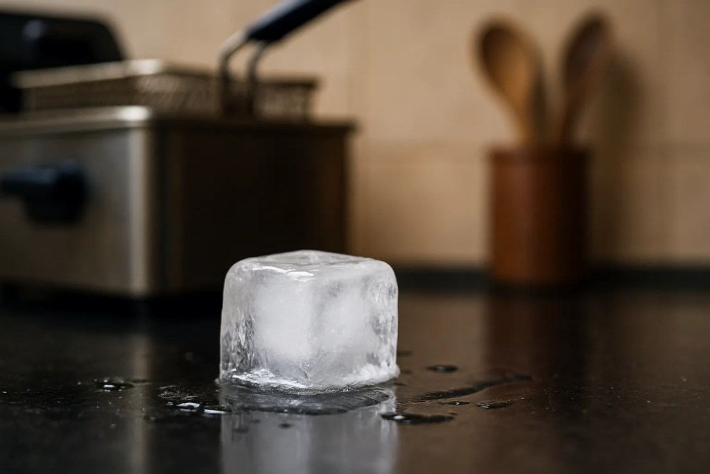 Como usar um cubo de gelo para eliminar o cheiro de fritura da cozinha em minutos