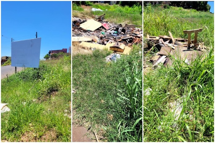 Terreno no Aracy 2 virou área de descarte de lixo e entulho