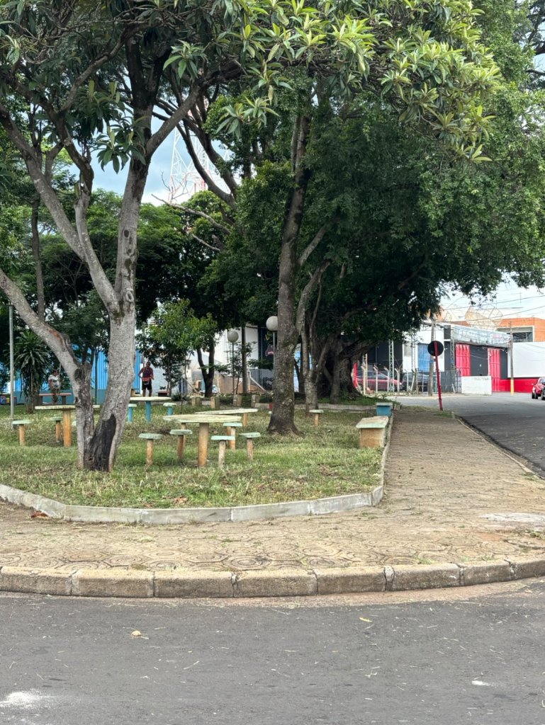 Moradores limpam praça da Vila Alpes