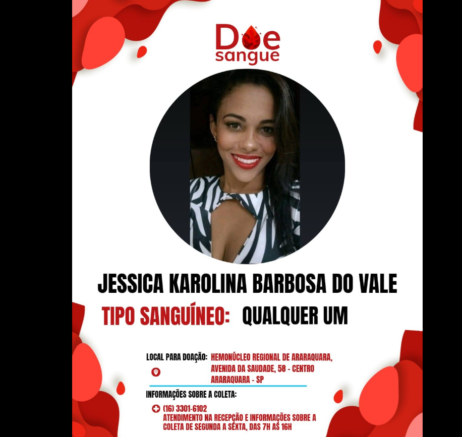 Jéssica, moradora de São Carlos, luta contra leucemia e precisa de doações de sangue