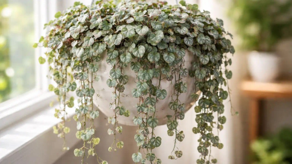 Ceropegia woodii 4 horas exatas de luz que encurtam os fios e deixam a planta cheia