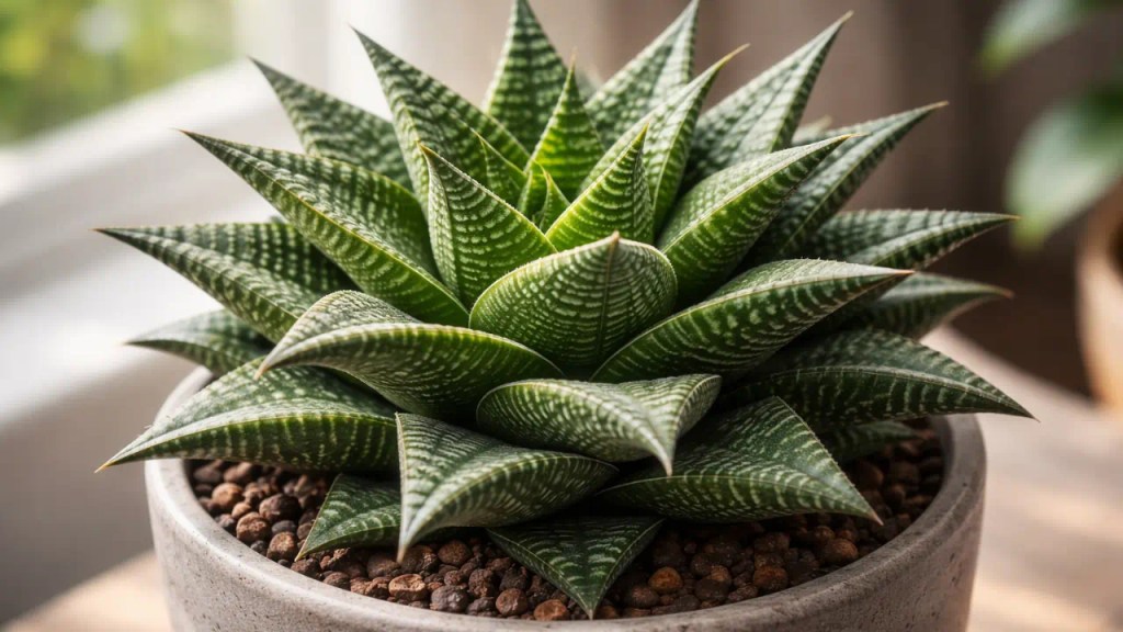 Haworthia limifolia perdendo o desenho O sol que passa do limite por dias seguidos