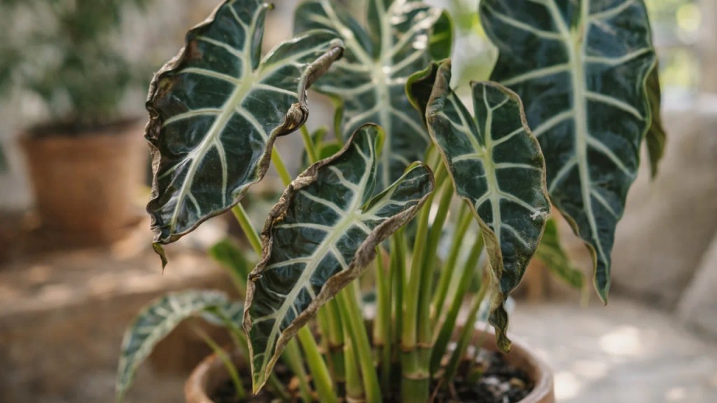 Alocasia-amazônica 6 erros de umidade que encolhem as folhas em silêncio