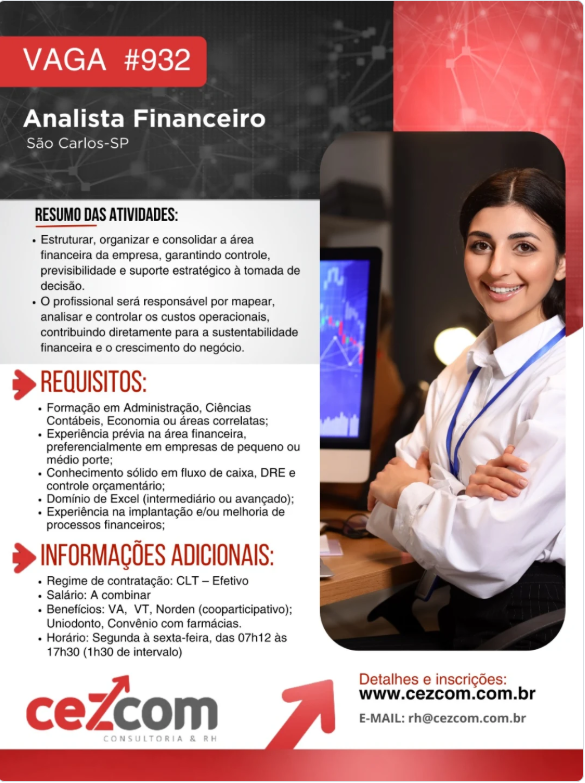 Vaga para Analista Financeiro