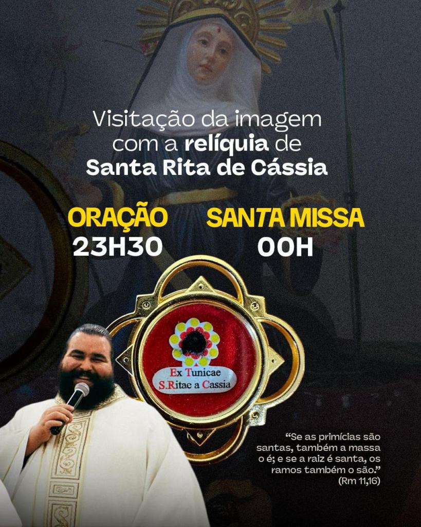 Paróquia Nossa Senhora de Fátima de São Carlos recebe imagem e relíquia peregrina de Santa Rita de Cássia neste final de semana