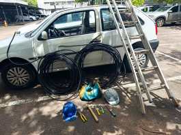 Fios: material apreendido pela PM