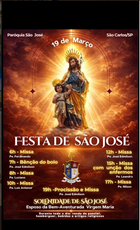 Paróquia celebra Festa de São José com missas, procissão e bênção do bolo em São Carlos