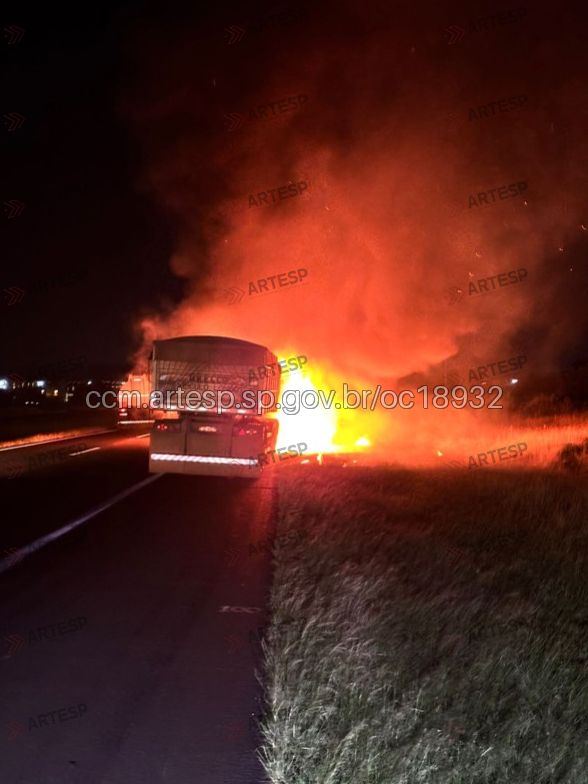 Caminhão pega fogo na WL