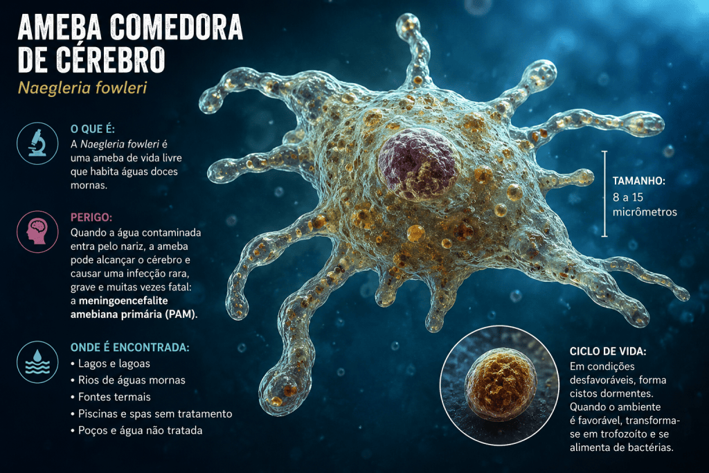 Ameba "comedora de cérebro": entenda os riscos e sintomas dessa infecção