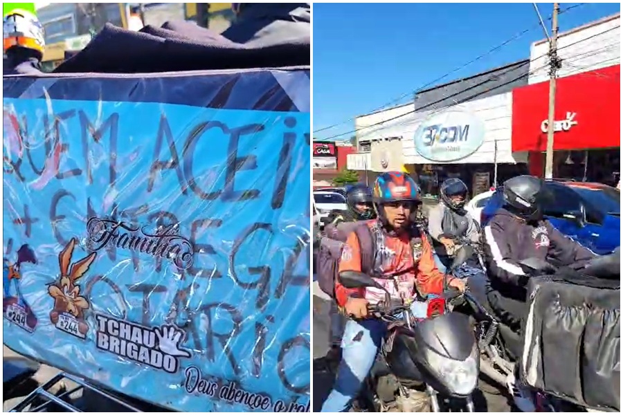 Motoboys, motogirls e motoristas de aplicativo realizam protesto em São Carlos por melhores condições de trabalho