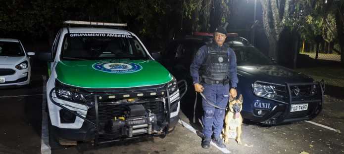 Cadela farejadora da Guarda Municipal de São Carlos encontrou drogas enterradas, balança de precisão e materiais em área de mata em Santa Eudóxia. Cadela farejadora da Guarda Municipal de São Carlos encontrou drogas enterradas, balança de precisão e materiais em área de mata em Santa Eudóxia.