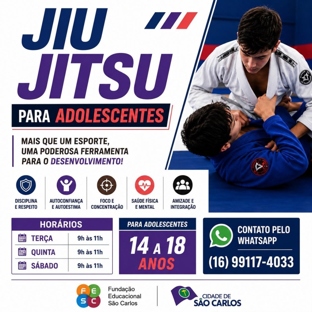 FESC abre inscrições para aulas gratuitas de jiu-jítsu em São Carlos