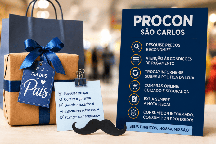 PROCON São Carlos dá dicas para compras do Dia dos Pais e alerta sobre trocas e compras online PROCON São Carlos dá dicas para compras do Dia dos Pais e alerta sobre trocas e compras online