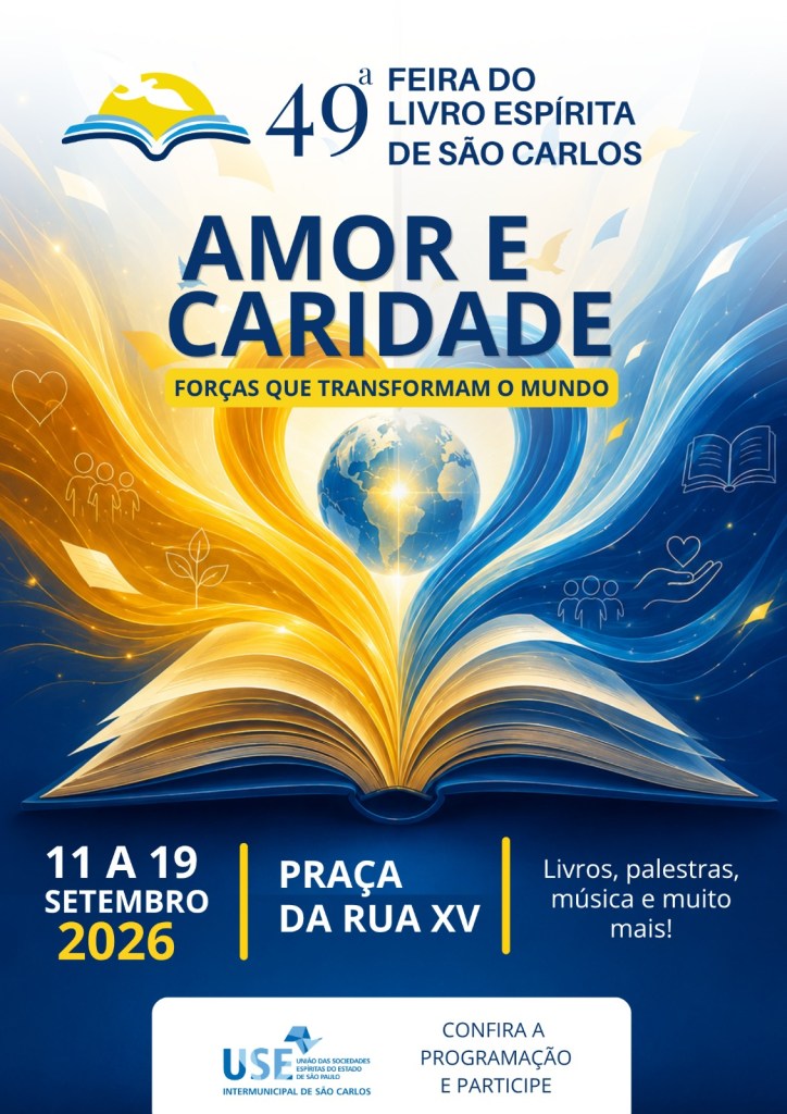 Feira do Livro Espírita terá nove dias de programação gratuita na Praça XV em São Carlos