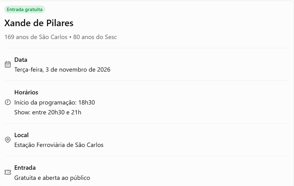 Xande de Pilares se apresenta em São Carlos