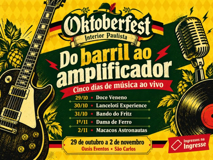 Do barril ao amplificador: Oktoberfest terá cinco dias de rock em São Carlos Do barril ao amplificador: Oktoberfest terá cinco dias de rock em São Carlos