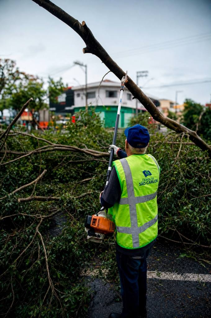 Estragos provocados pelo temporal em São Carlos neste domingo, 25 de outubro, após chuva de 79,4 milímetros e fortes ventos