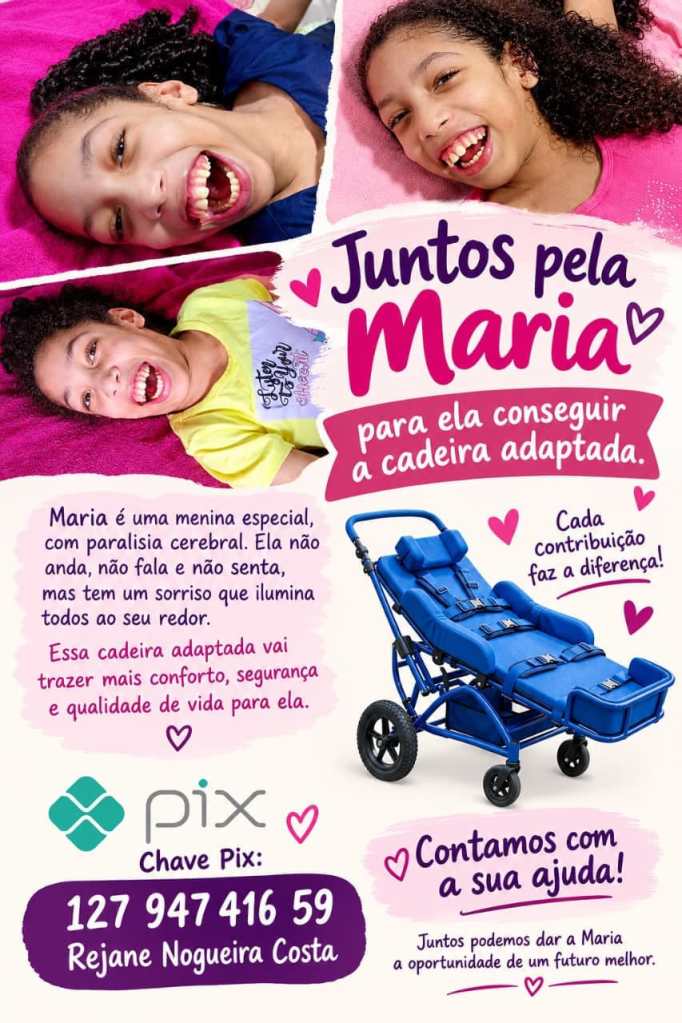 Maria precisa de uma cadeira adaptada: vamos ajudar?