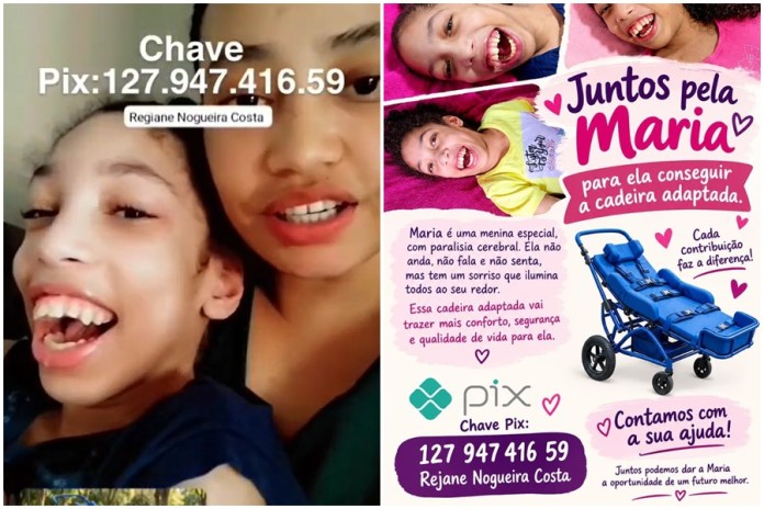 maria campanha Maria precisa de uma cadeira adaptada: vamos ajudar?