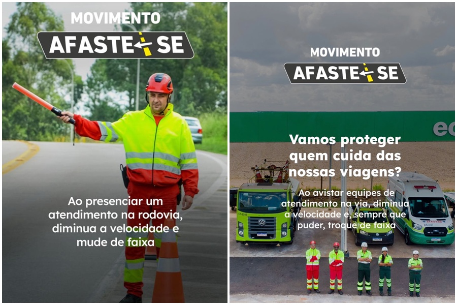 Equipes de atendimento rodoviário na Rodovia Washington Luís durante campanha de segurança para trabalhadores